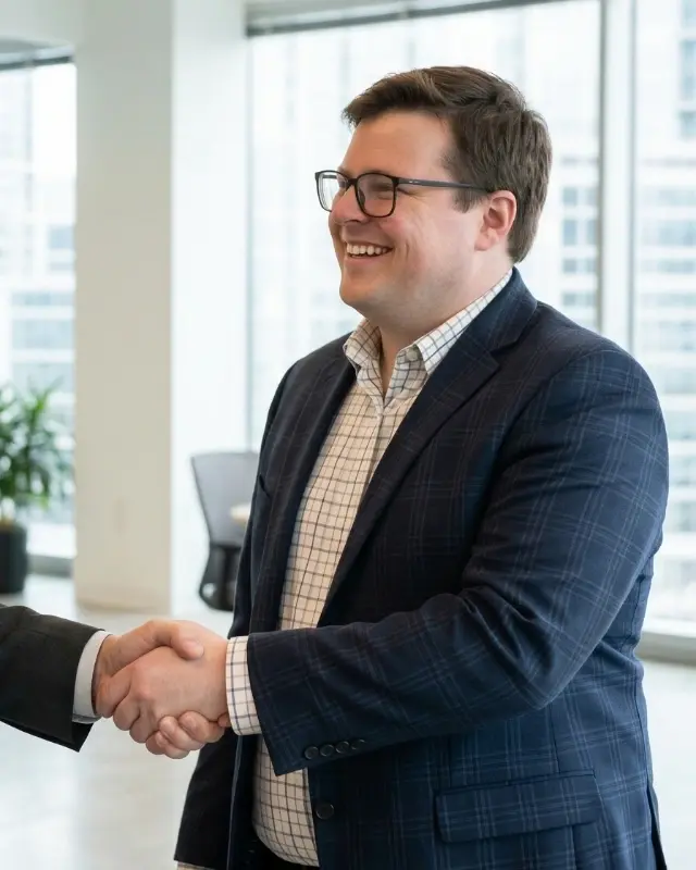 A Coba operator shaking hands with a client