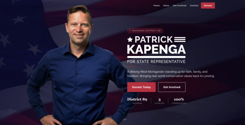 Kapenga for Michigan campaign website built by Coba