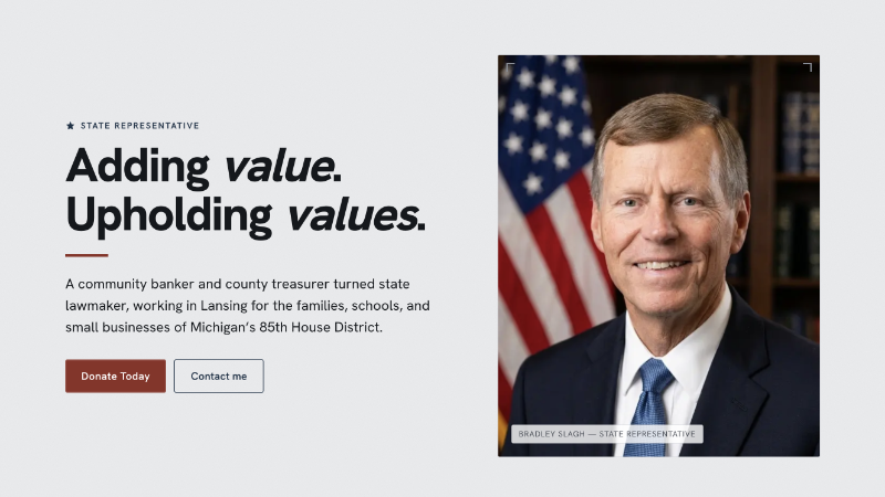 Slagh for Michigan campaign website built by Coba